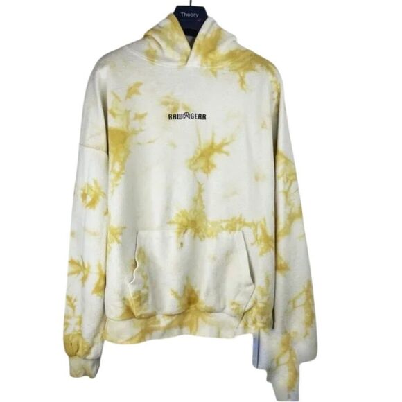 Raw Gear Men’s Tie-Dyed Designer Hoodie RG504 White Gold Size Medium NWT - Picture 2 of 3